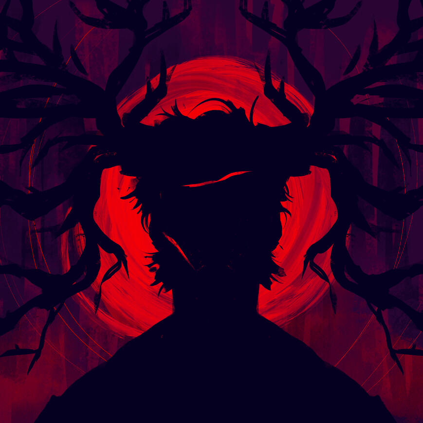 Drawing of my original character Beau with a red background